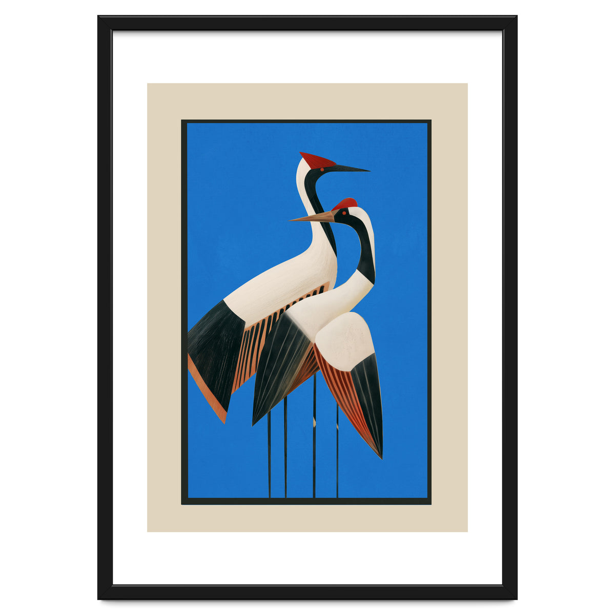 Stillness In Motion Abstract Cranes In Blue