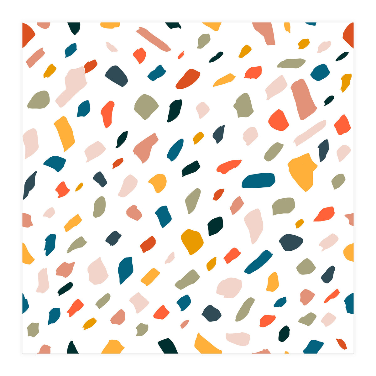 TerrazzoTerrazzo, Abstract Quirky Shapes Bohemian Modern Pattern Confetti Celebration Random Colorful Shapes (Print Only)