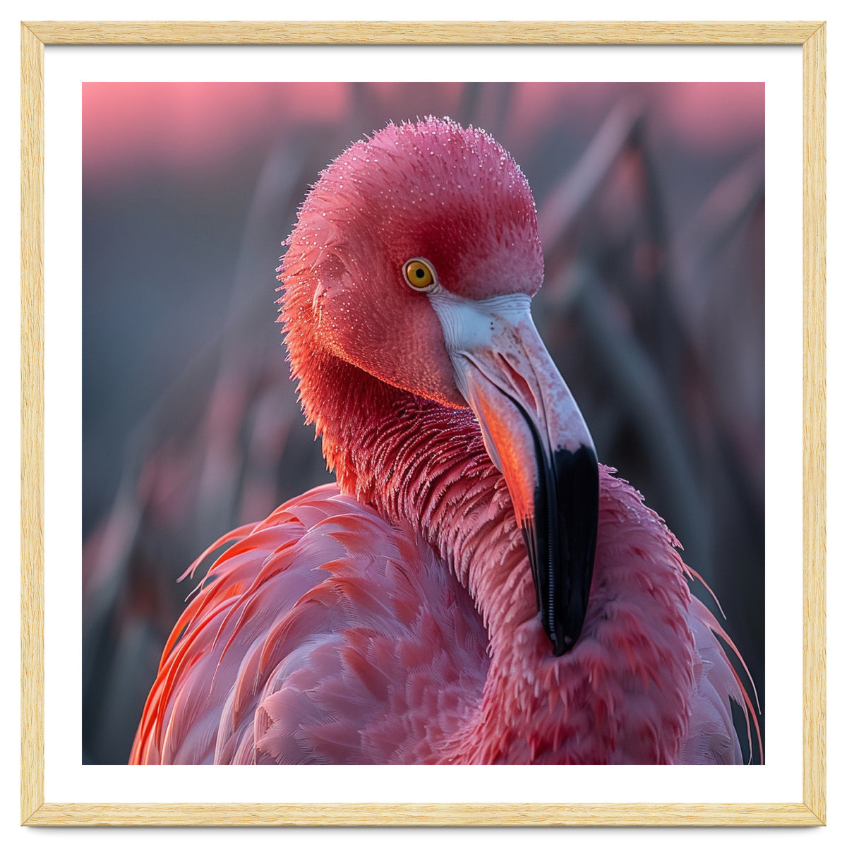 Pink Flamingo Bird Close Up Portrait
