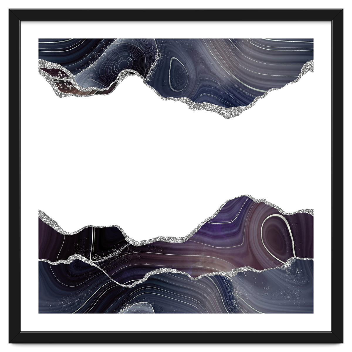 Black & Silver Glitter Agate Texture 08