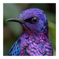 Vibrant Purple Bird With Water Droplets (Print Only)