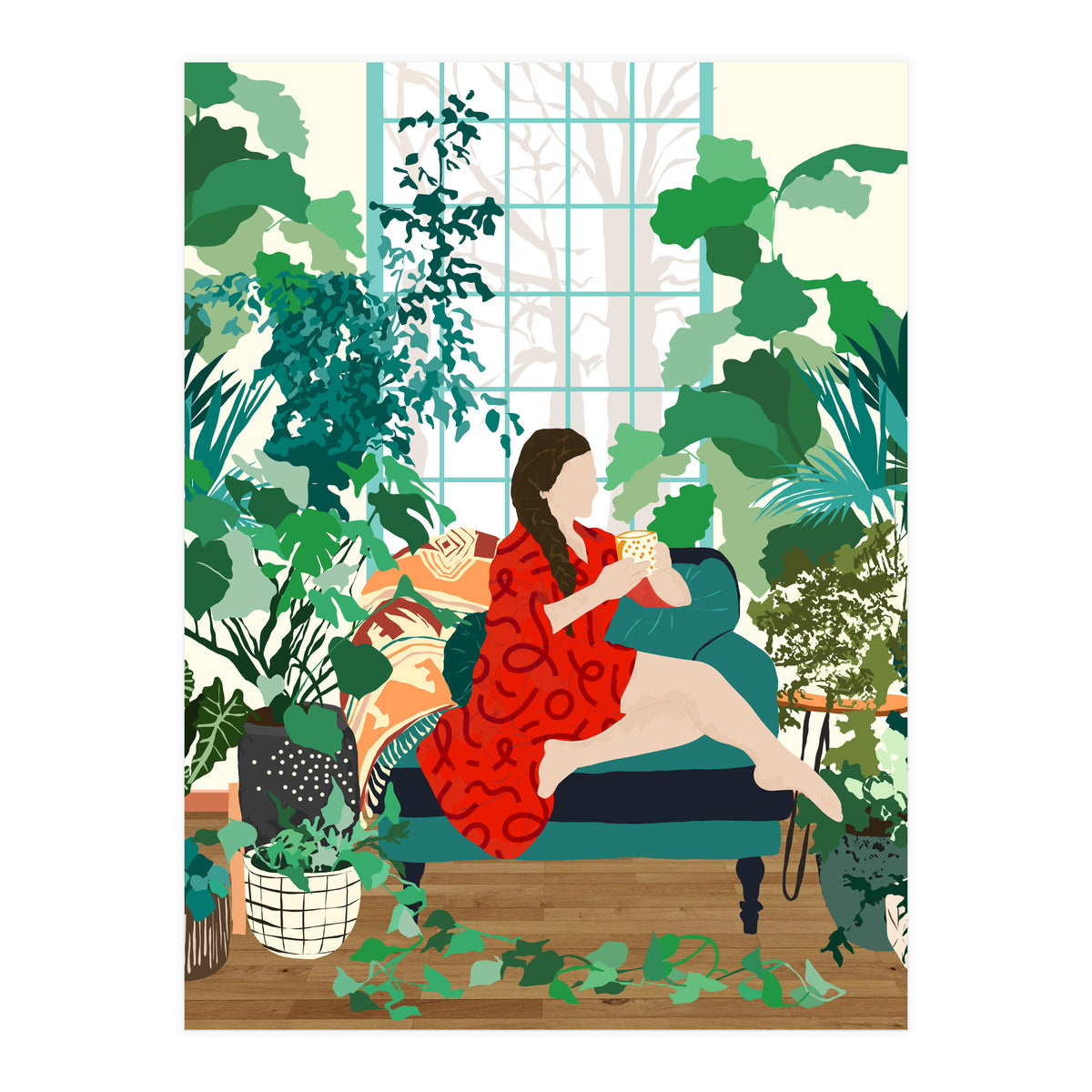 Introspection, Urban Jungle Bohemian Decor Plants, Self Care Plant Lady, Self Love Retrospection Analyse Positivity Mindset Fashion (Print Only)