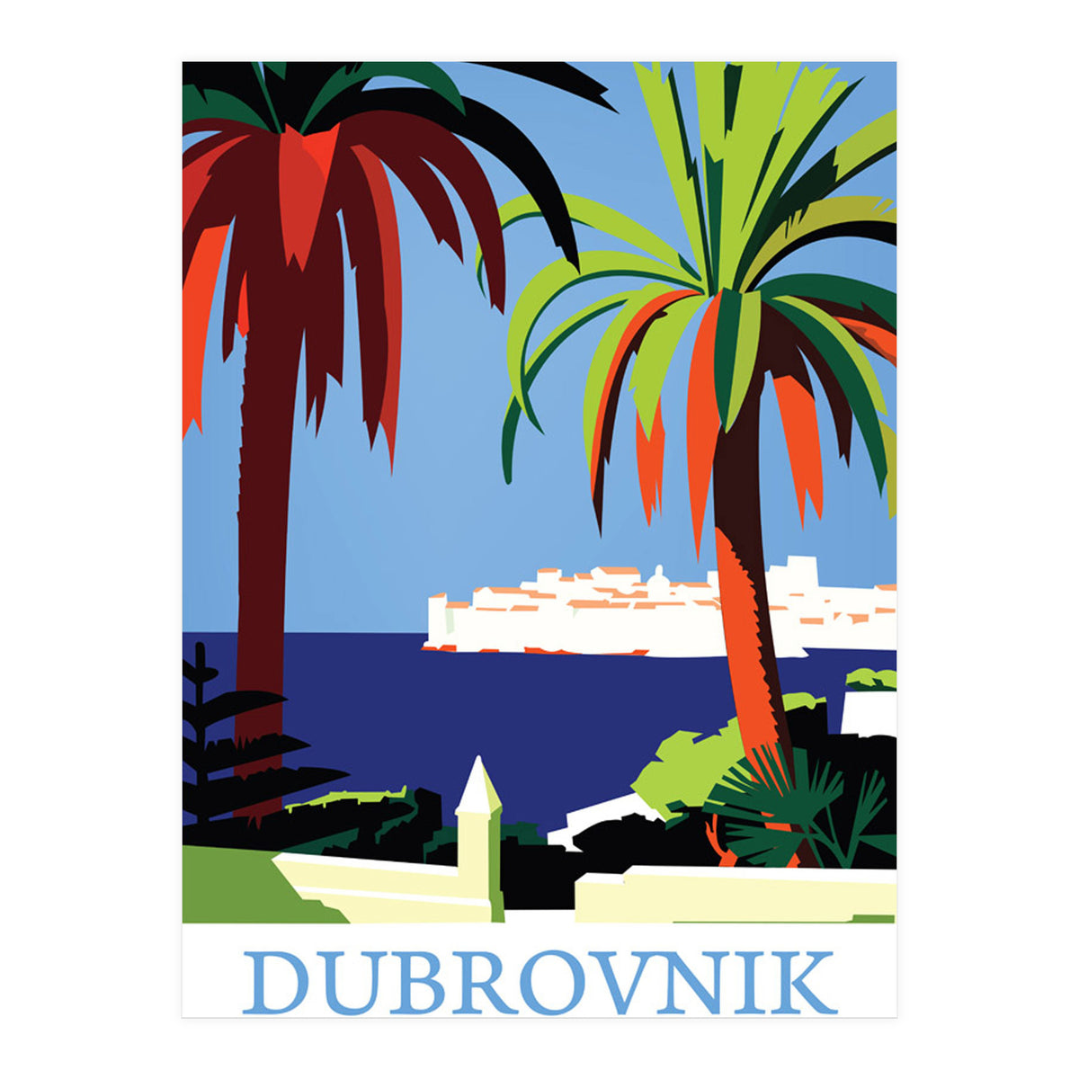 Dubrovnik, The Fortress and Palm Trees (Print Only)