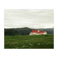 Red roof house in the greenfield - Iceland (Print Only)