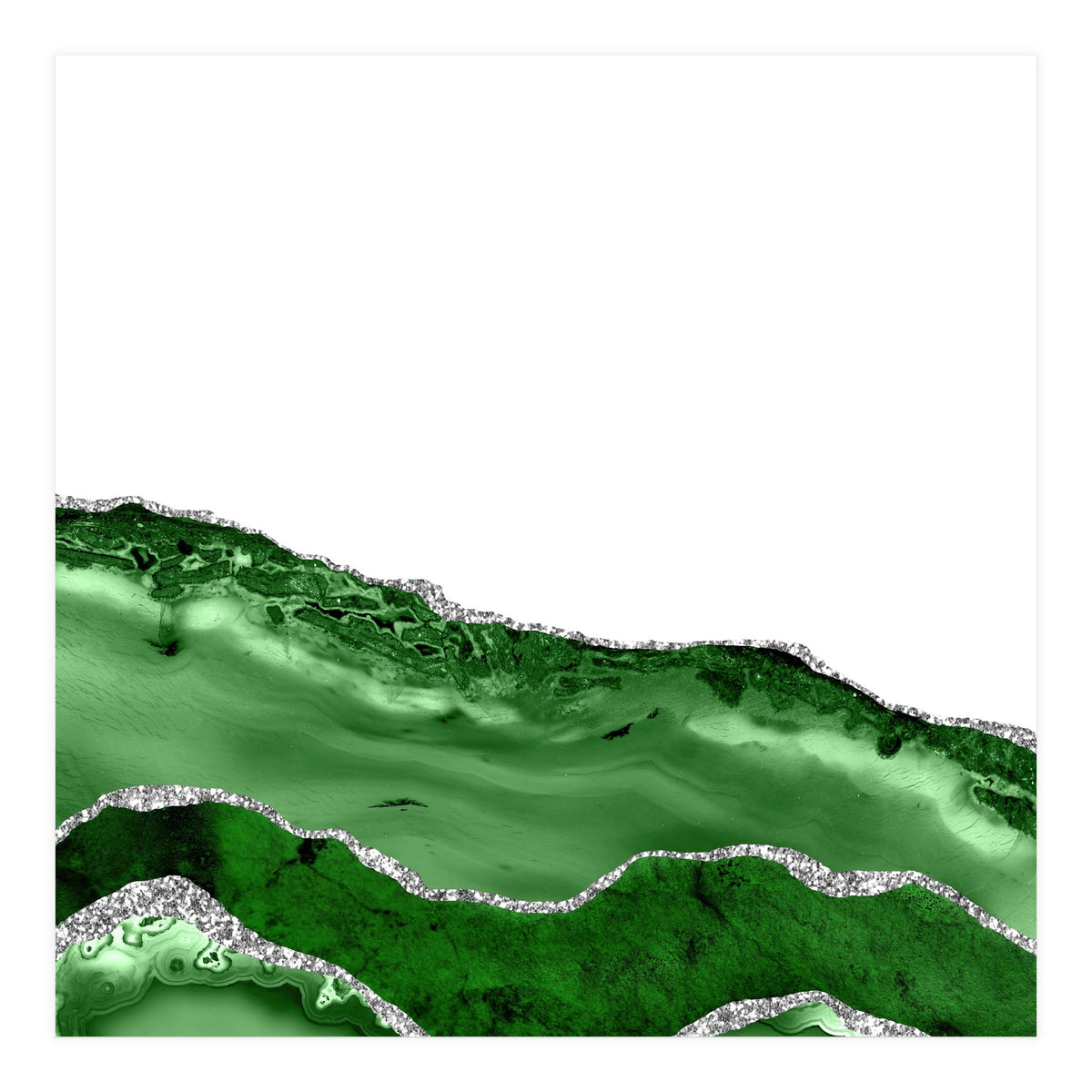 Green & Silver Agate Texture 06 (Print Only)