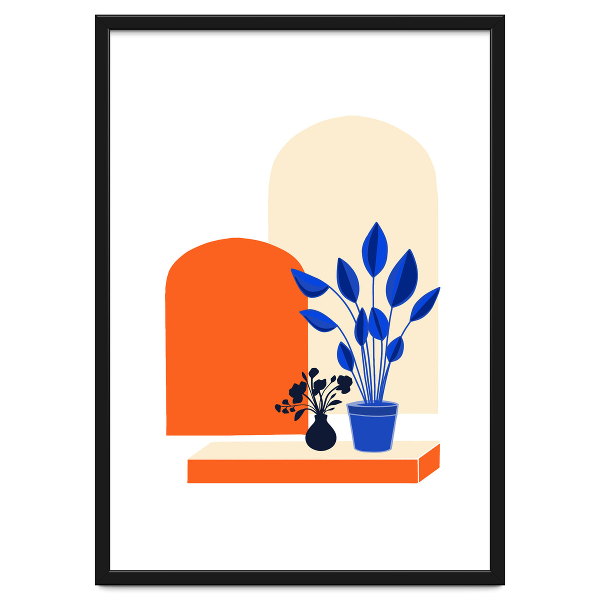 Bohemian Window Seat, Abstract Minimal Architecture, Eclectic Shapes Botanical House Plants