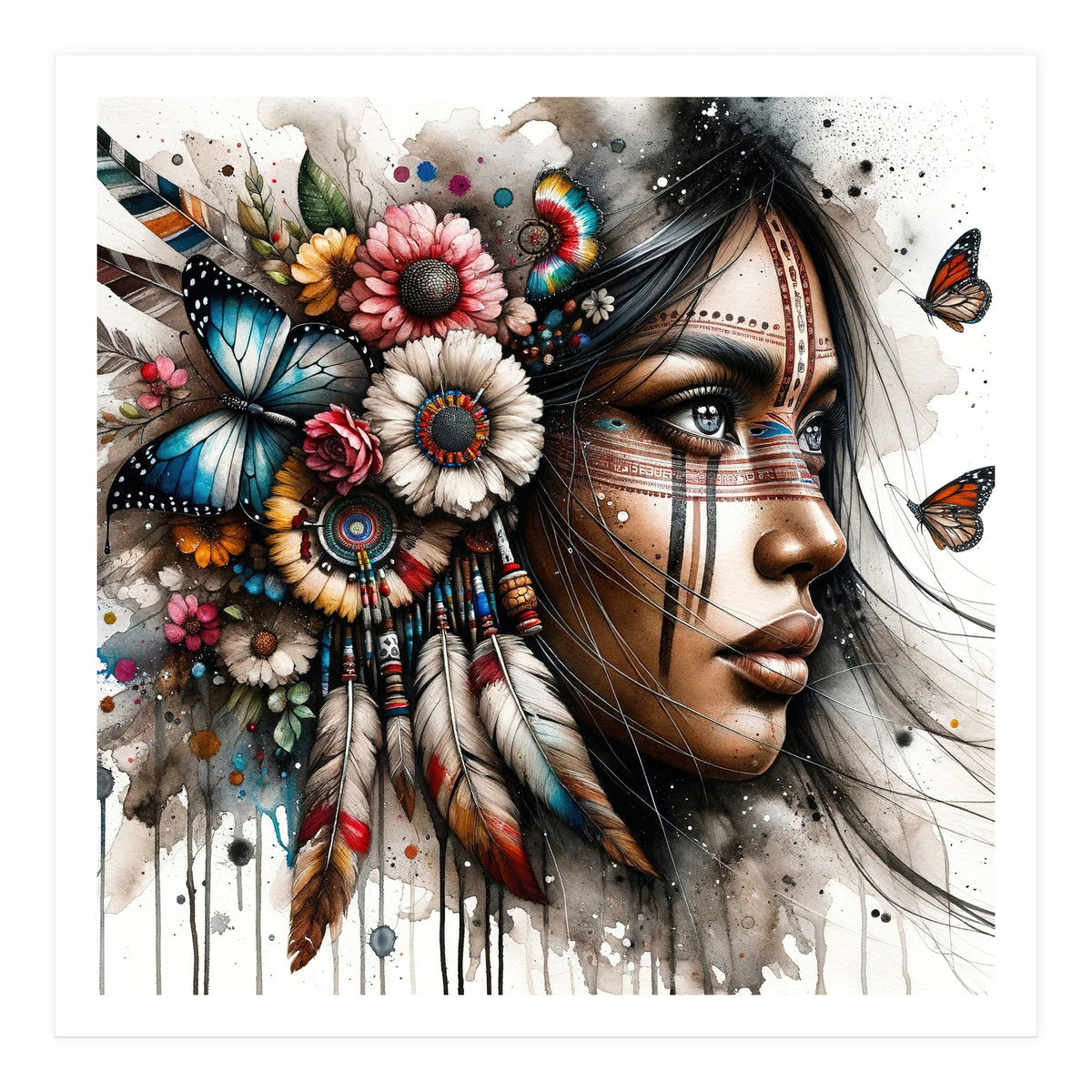 Watercolor Native American Woman #2 (Print Only)