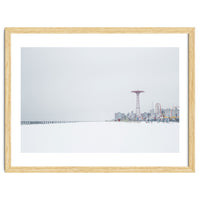 Amusement park in the winter seascape