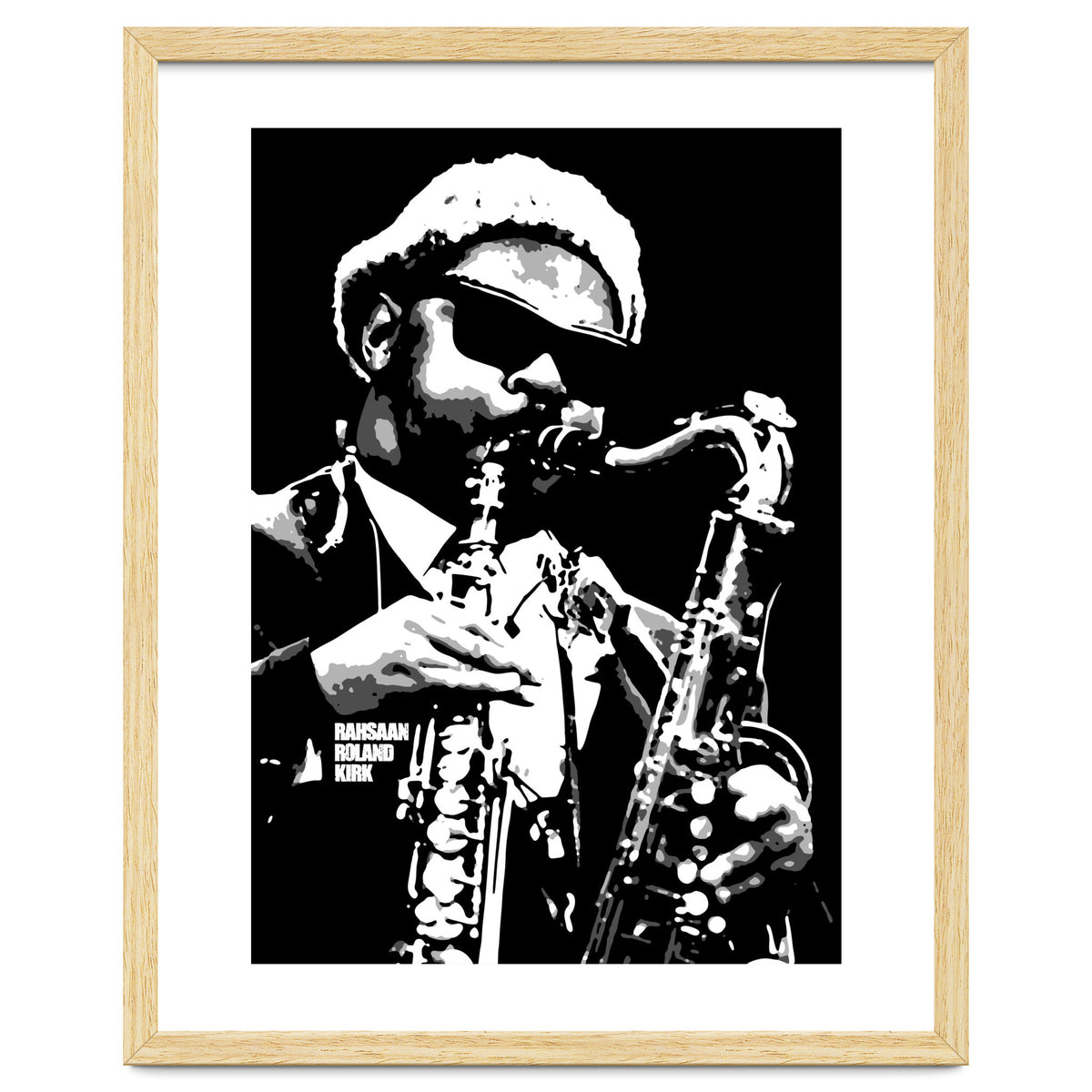 Rahsaan Roland Kirk American Jazz Multi-Instrumentalist in Grayscale 2