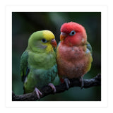Two Lovebirds Sitting Together On A Branch (Print Only) thumbnail