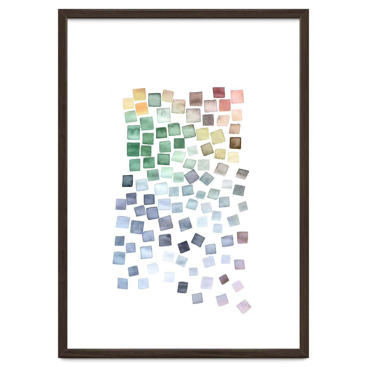 Watercolor Geometric Square Shapes Blue