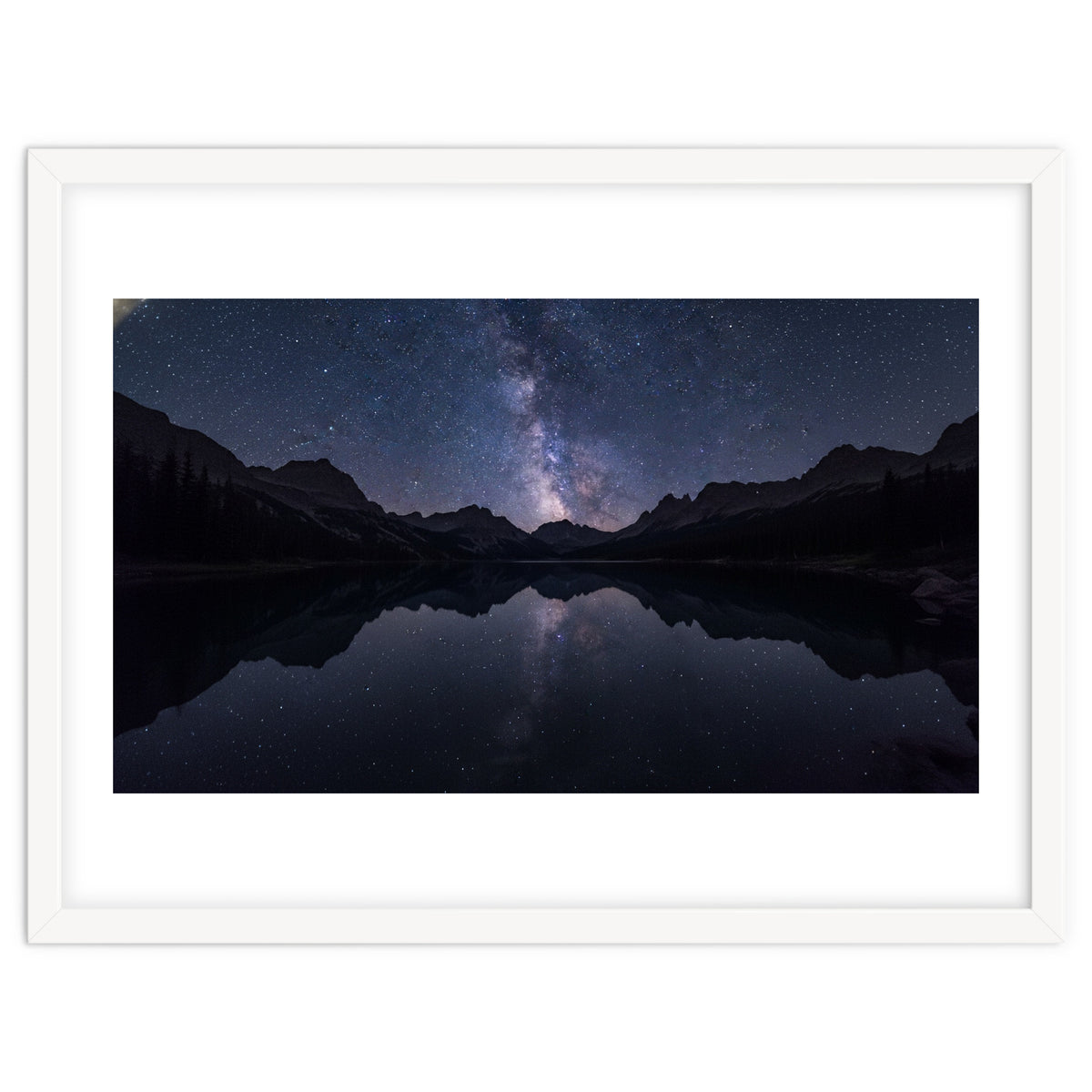 Starlit Reflection: Milky Way Over Mountain Lake
