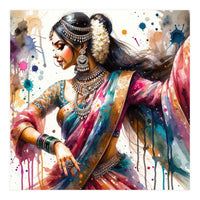 Hindu Woman Dancer With Jewelry And Sari (Print Only)