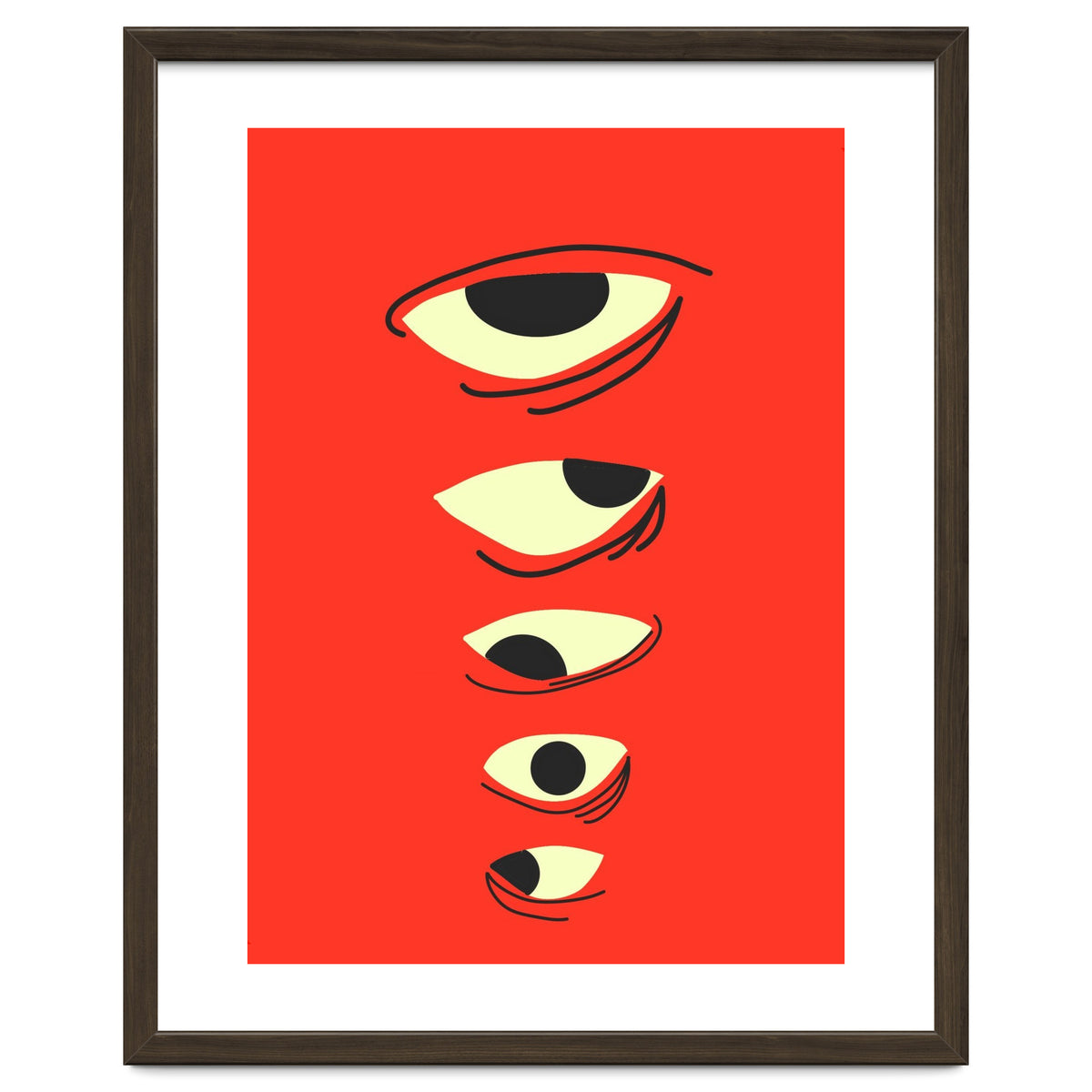 Abstract Eyes on Red Background