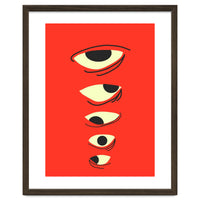 Abstract Eyes on Red Background