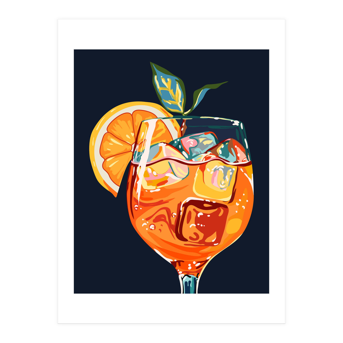 Hawaiian Cocktail, Fresh Orange Fruity Mimosa, Pop Of Color Food Bohemian Eclectic Modern Drink (Print Only)