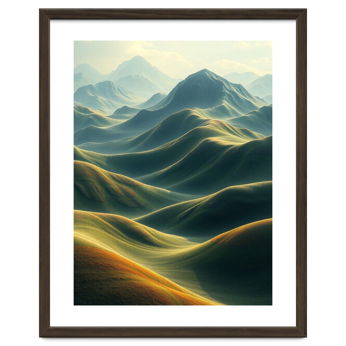 Ethereal Green Mountain Ridges Art