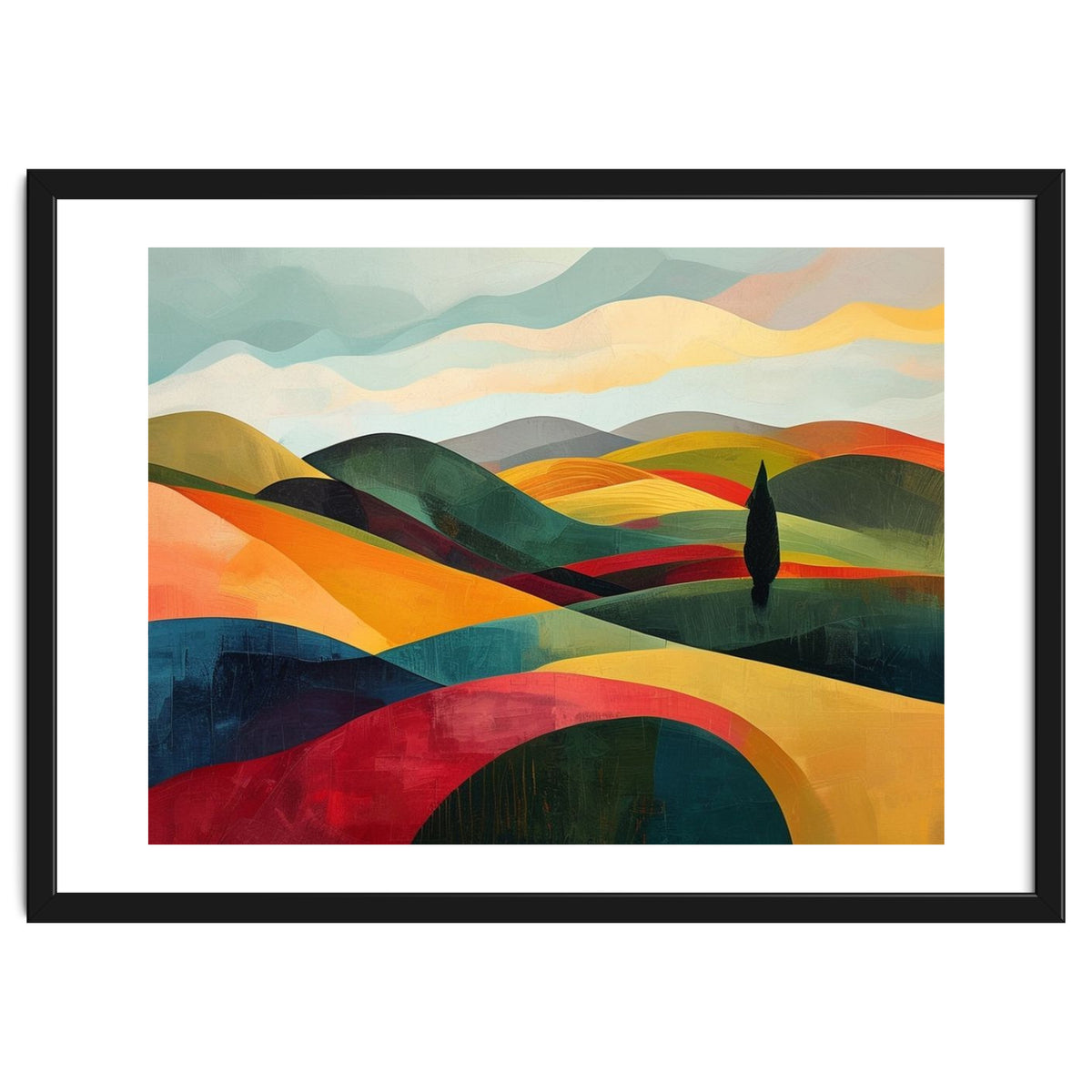 Abstract Tuscan Hills Landscape Painting