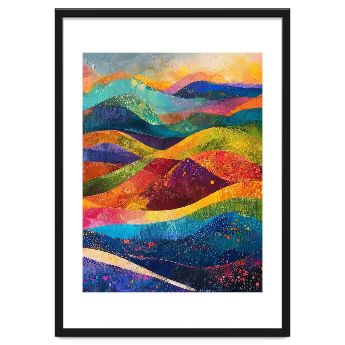 Vibrant Abstract Patchwork Landscape Art
