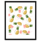 Pineapples & Pine Cones, Eclectic Tropical Nature Illustration, Quirky Fun Fruit Food Graphic Design thumbnail