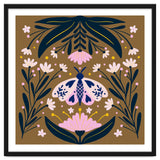 Pink Moth with Flowers on a brown background thumbnail