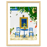 Greek Vacay For Two, Evil Eye Santorini Travel Summer, Eclectic Travel Architecture White Buildings Cafe thumbnail