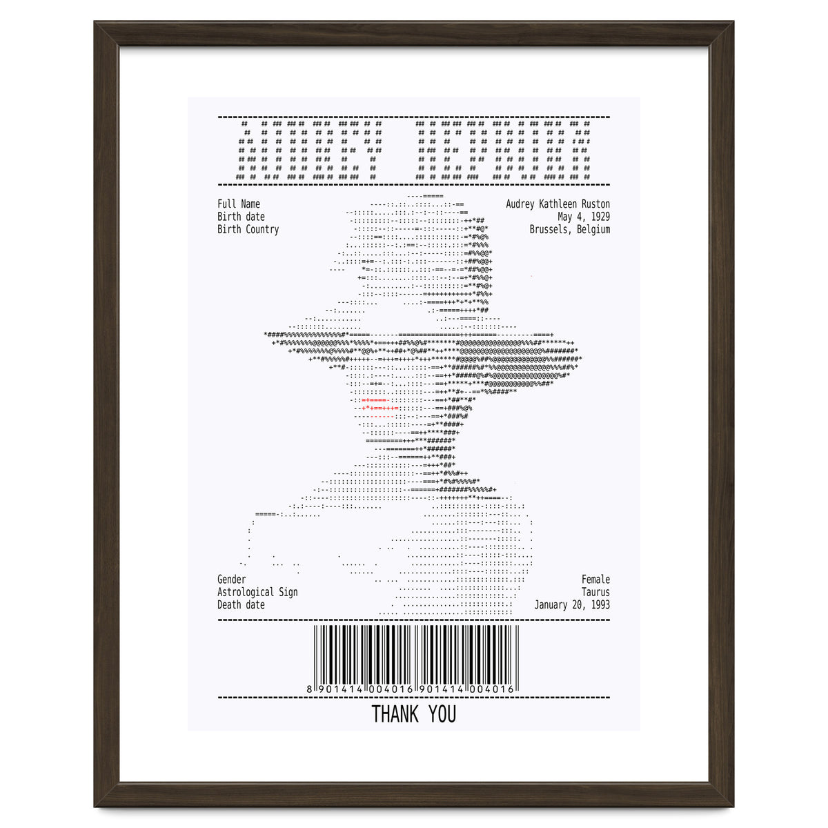 Receipt Art Audrey Hepburn