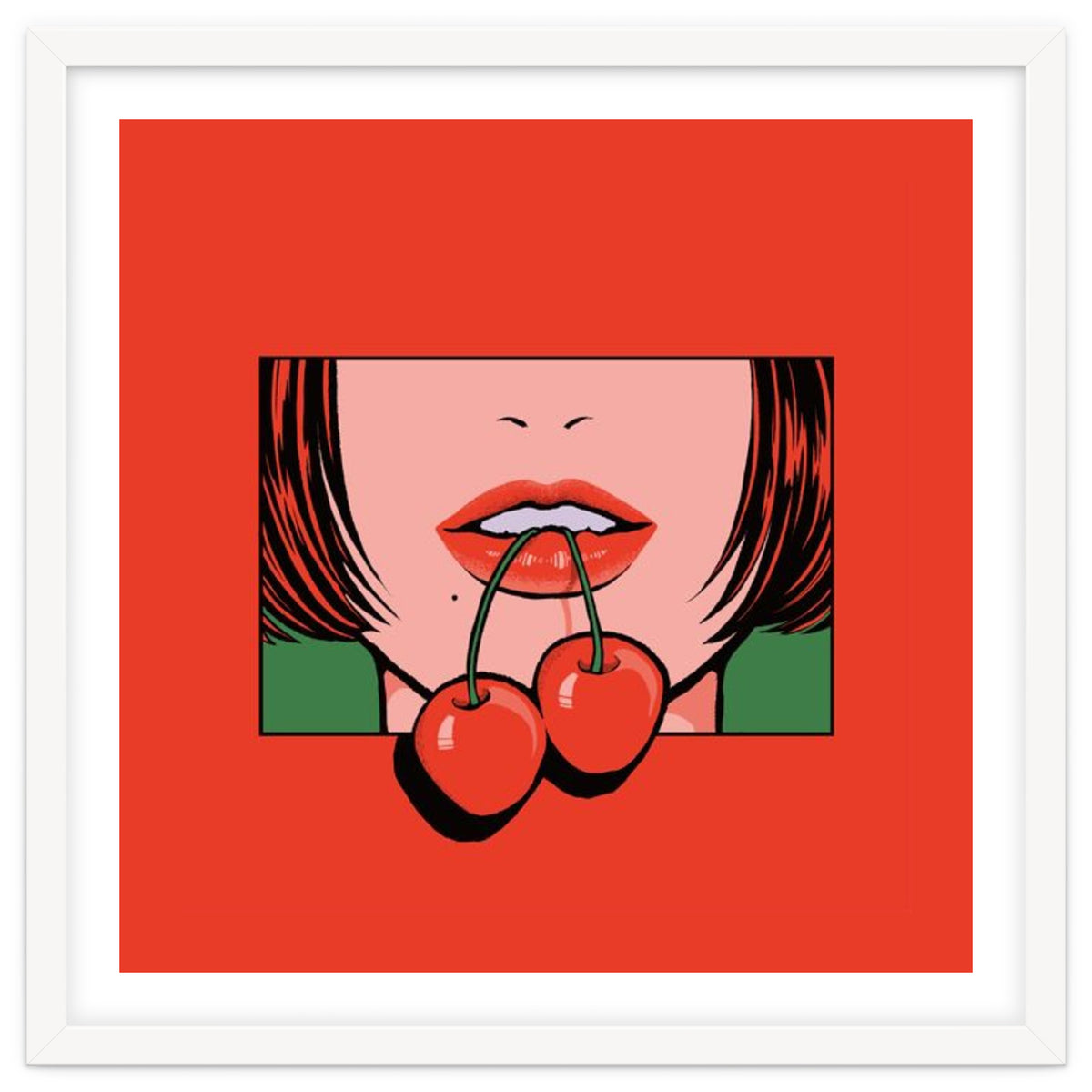 Pop Art Cherry Bold Lips With A Classic Design