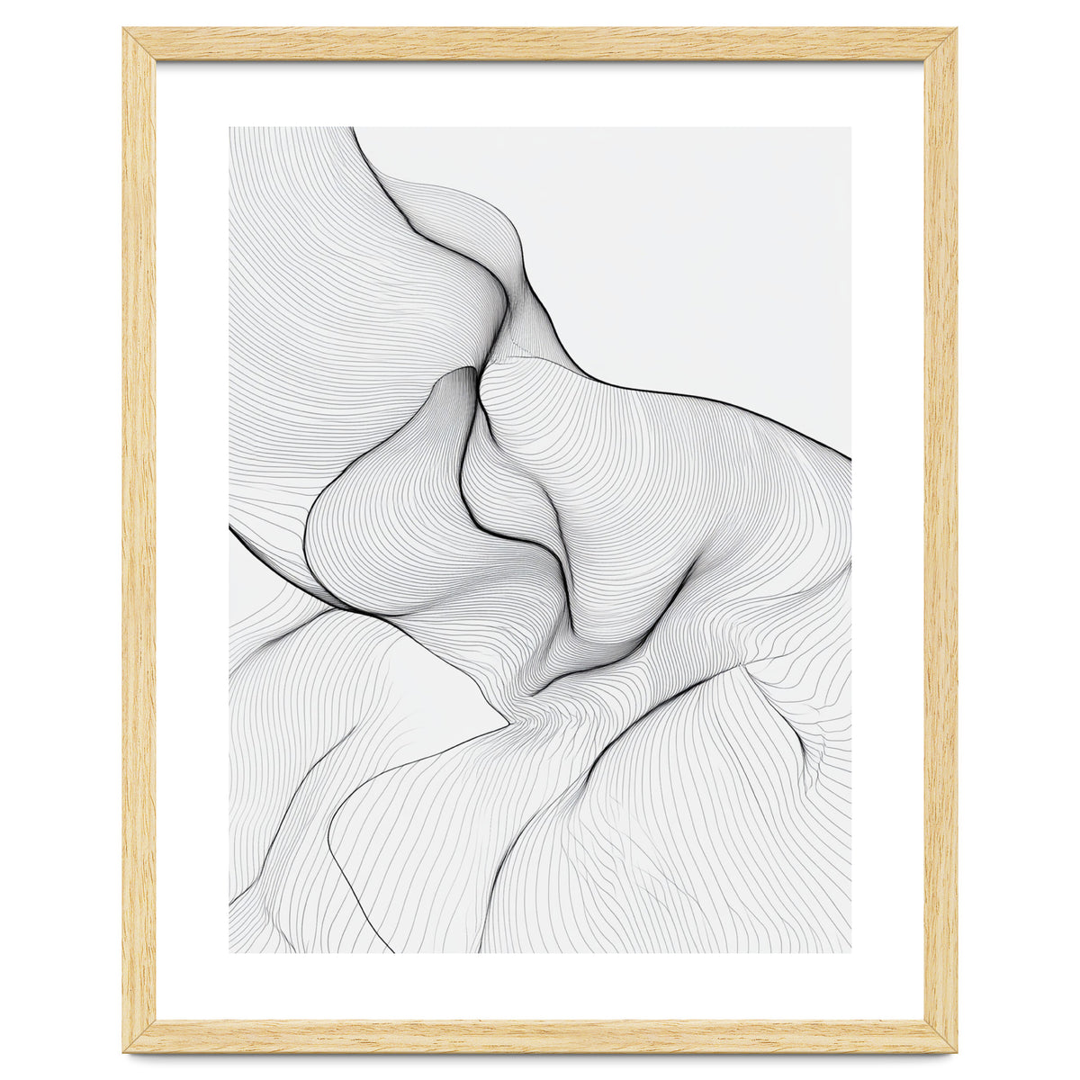 Abstract Black And White Flowing Lines Organic Form
