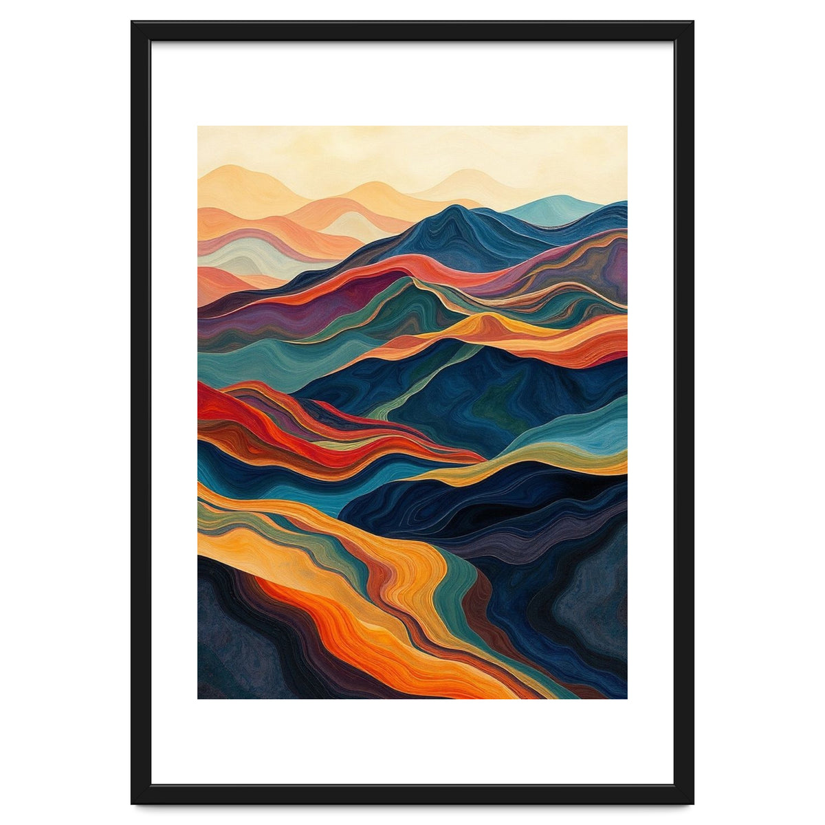 Abstract Mountain Landscape Art with Fluid Textures