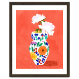 The Flowerpot, Floral Nature Watercolor Painting, Eclectic Bohemian Blossom Plants, Maximalism Contemporary Boho thumbnail