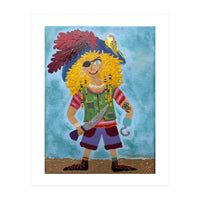 Finn, the Pirate, with Cookie, his Parrot (Print Only)