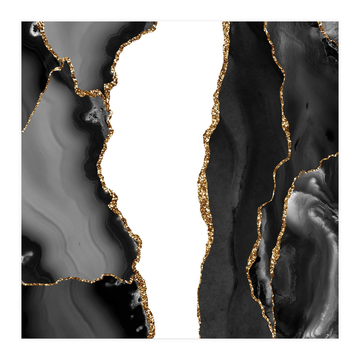 Black & Gold Agate Texture 07  (Print Only)