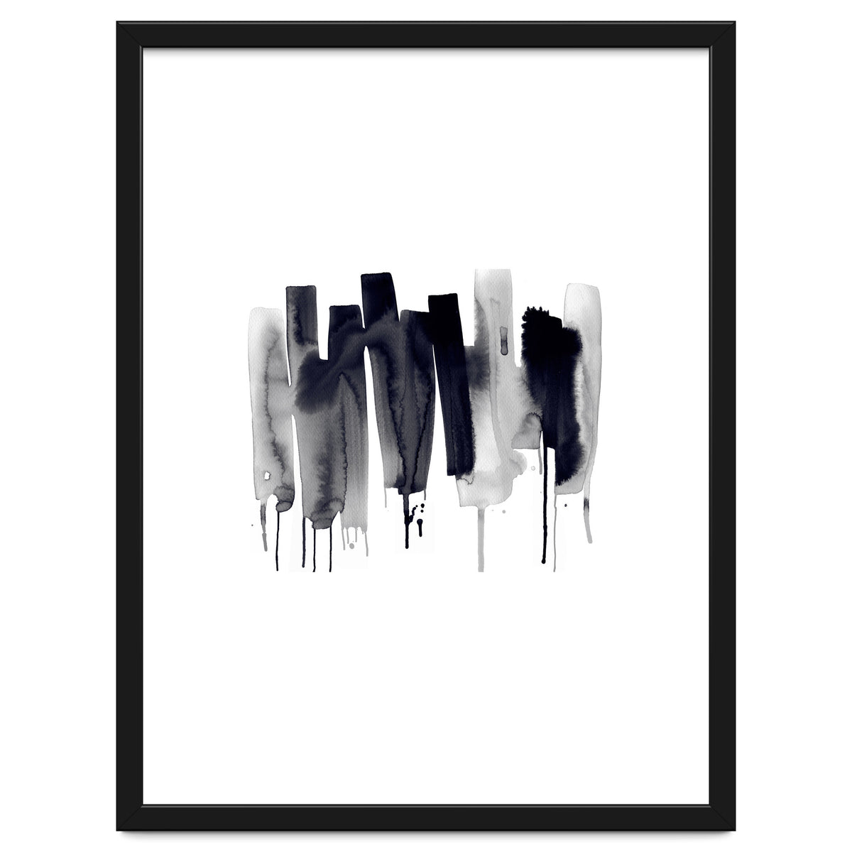 Abstract Watercolor Stripes Minimal Black