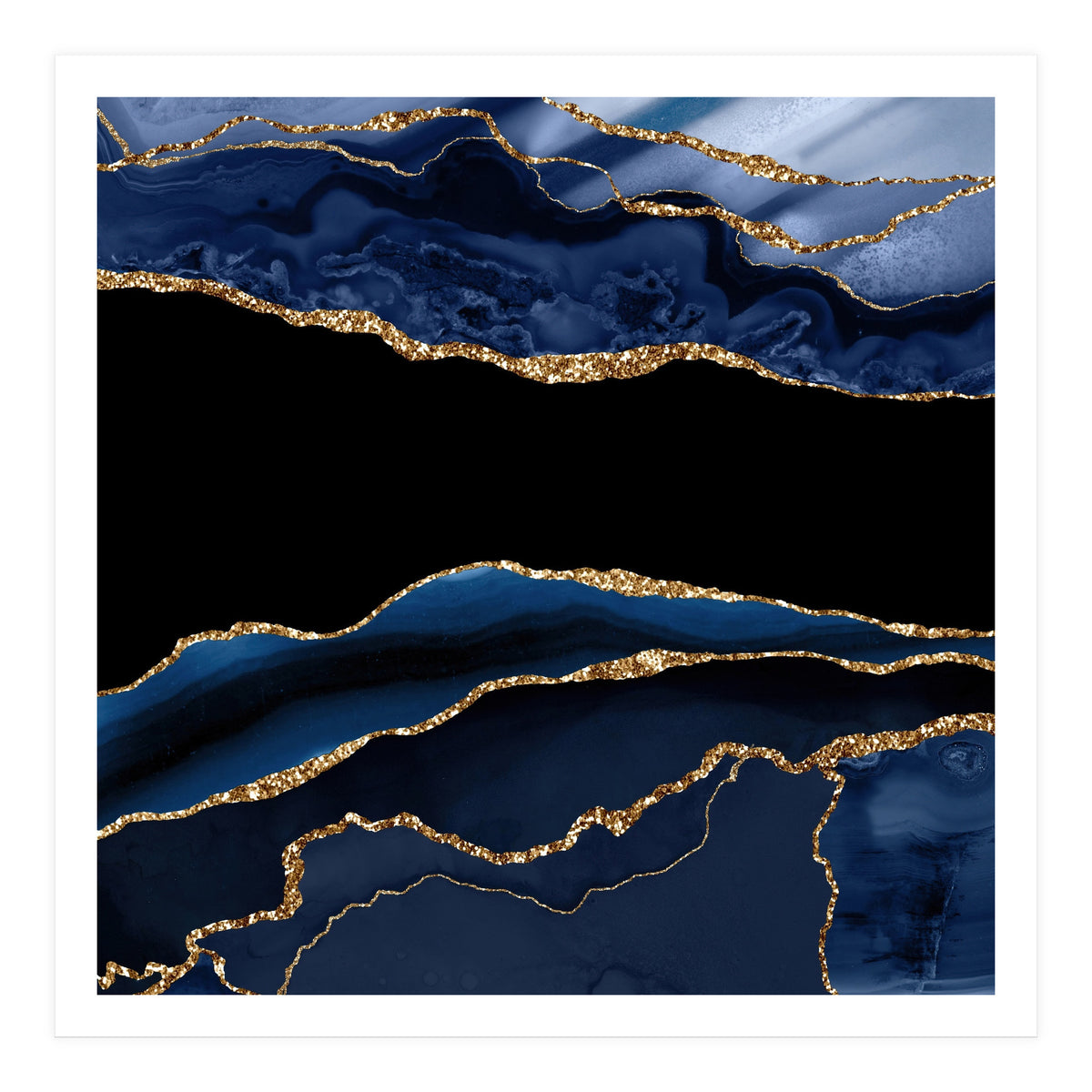 Navy & Gold Agate Texture 11  (Print Only)
