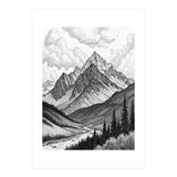 Majestic Alpine Mountain Range Sketch (Print Only) thumbnail