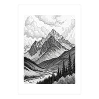 Majestic Alpine Mountain Range Sketch (Print Only)
