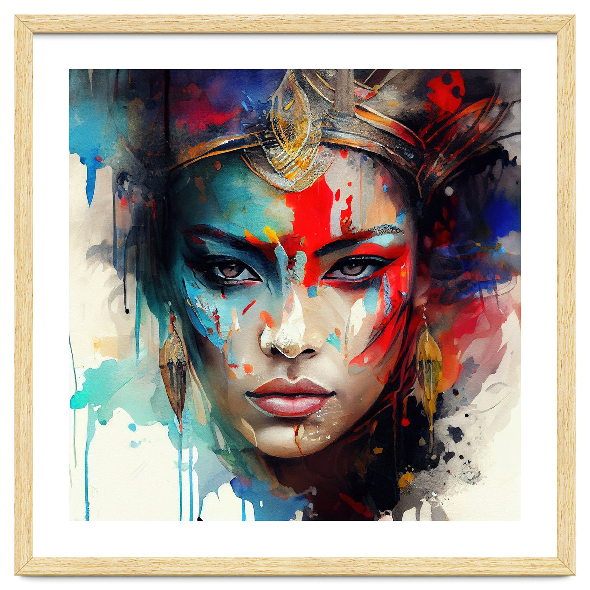 Crowned Mask Asian Warrior Portrait