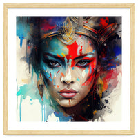 Crowned Mask Asian Warrior Portrait