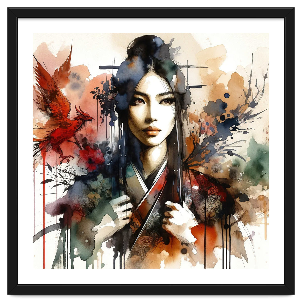 Phoenix Spirit Asian Warrior Portrait