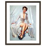 Beautiful Sexy Pinup In Posing Long White Dress thumbnail