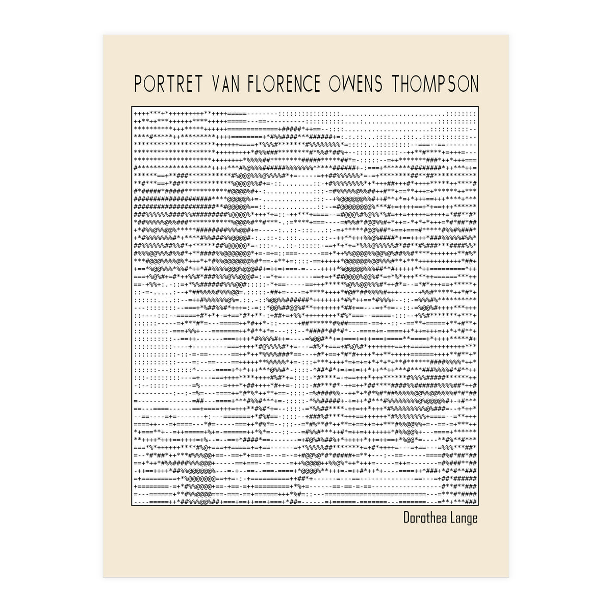 Portret Van Florence Owens Thompson (ascii Art) (Print Only)