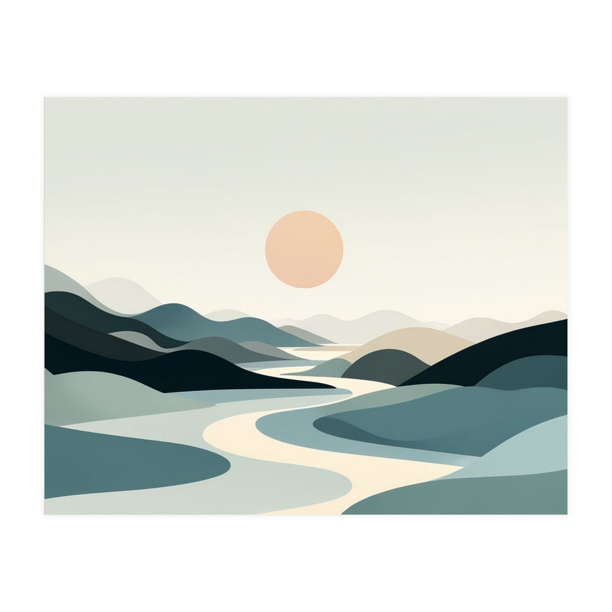 Serene Horizon: Minimalist Organic Landscape (Print Only)