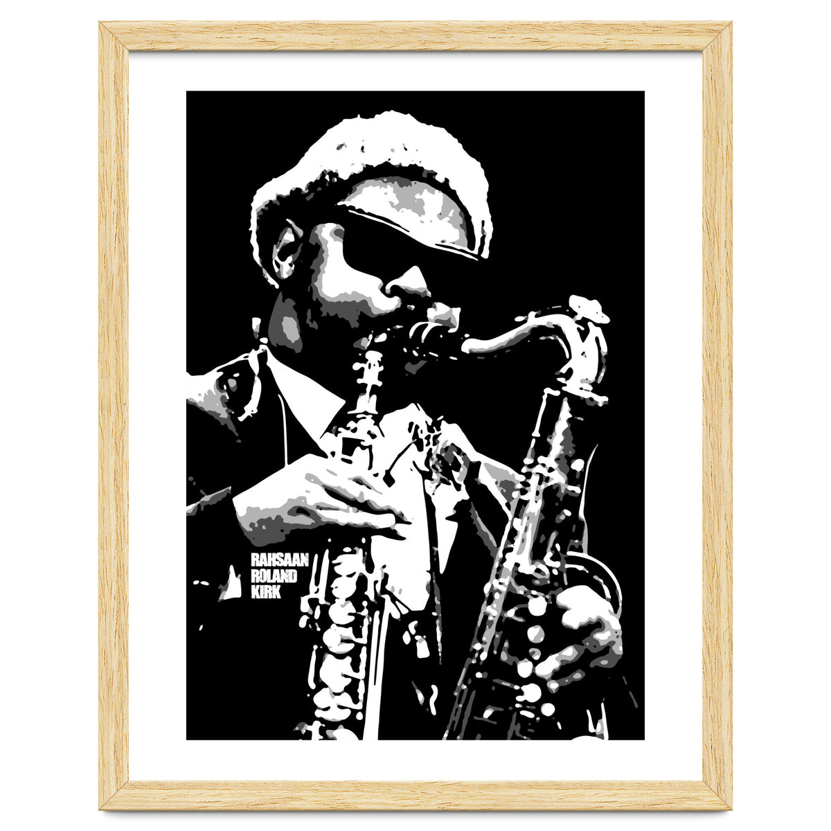 Rahsaan Roland Kirk American Jazz Multi-Instrumentalist in Grayscale 2