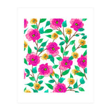 Floral Forever, Colorful Summer Garden Botanical Illustration, Pink Boho Vibrant Painting (Print Only) thumbnail