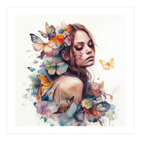 Butterfly Muse Watercolor Portrait (Print Only)