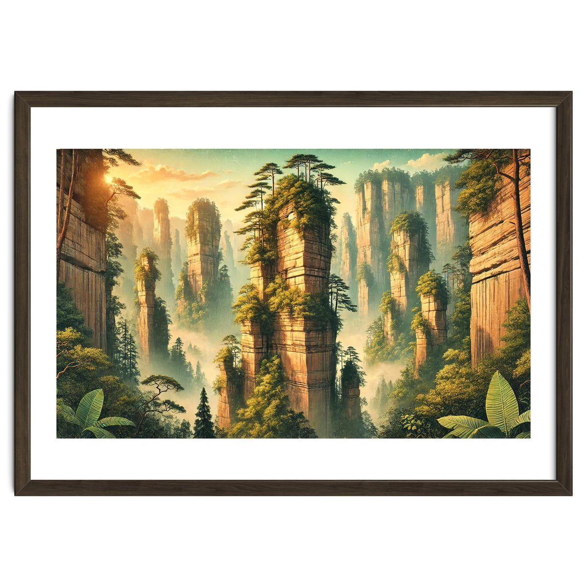 Vintage China, Zhangjiajie Stone Pillars Poster