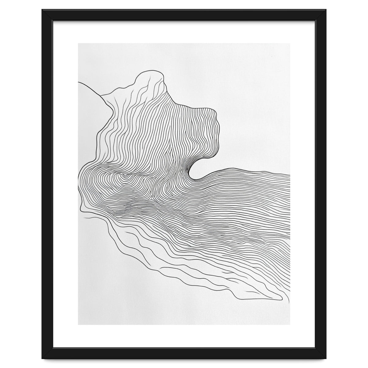 Abstract Black And White Organic Flowing Lines Pattern