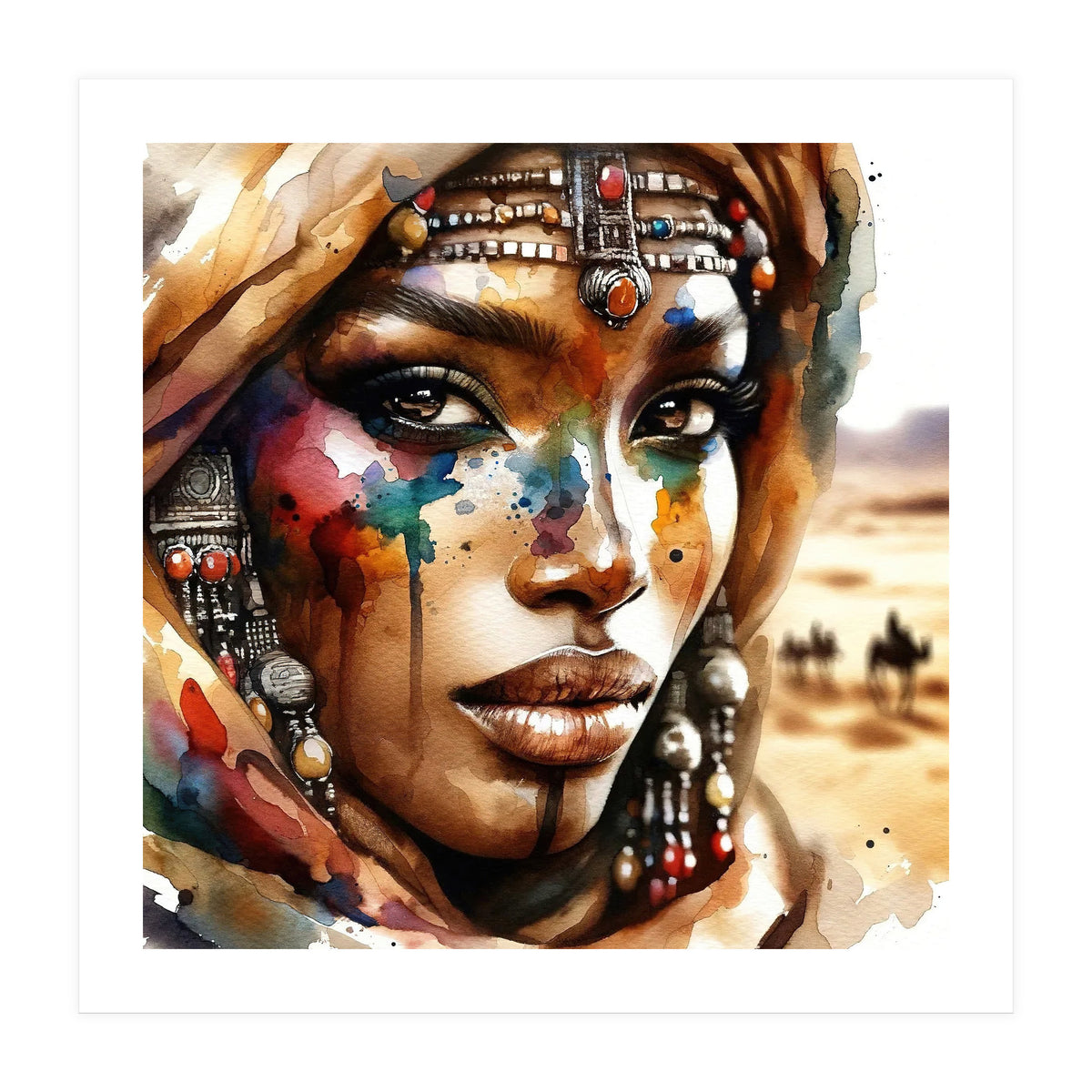 Desert Jewels Tuareg Woman Portrait (Print Only)