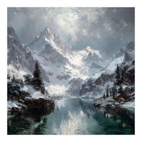 Majestic Snow-Capped Alpine Peaks Reflecting (Print Only)